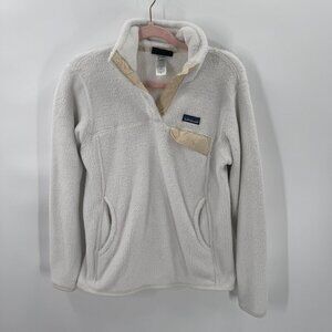 Patagonia Womens White 4-Snap Fleece Pullover Jacket Size M